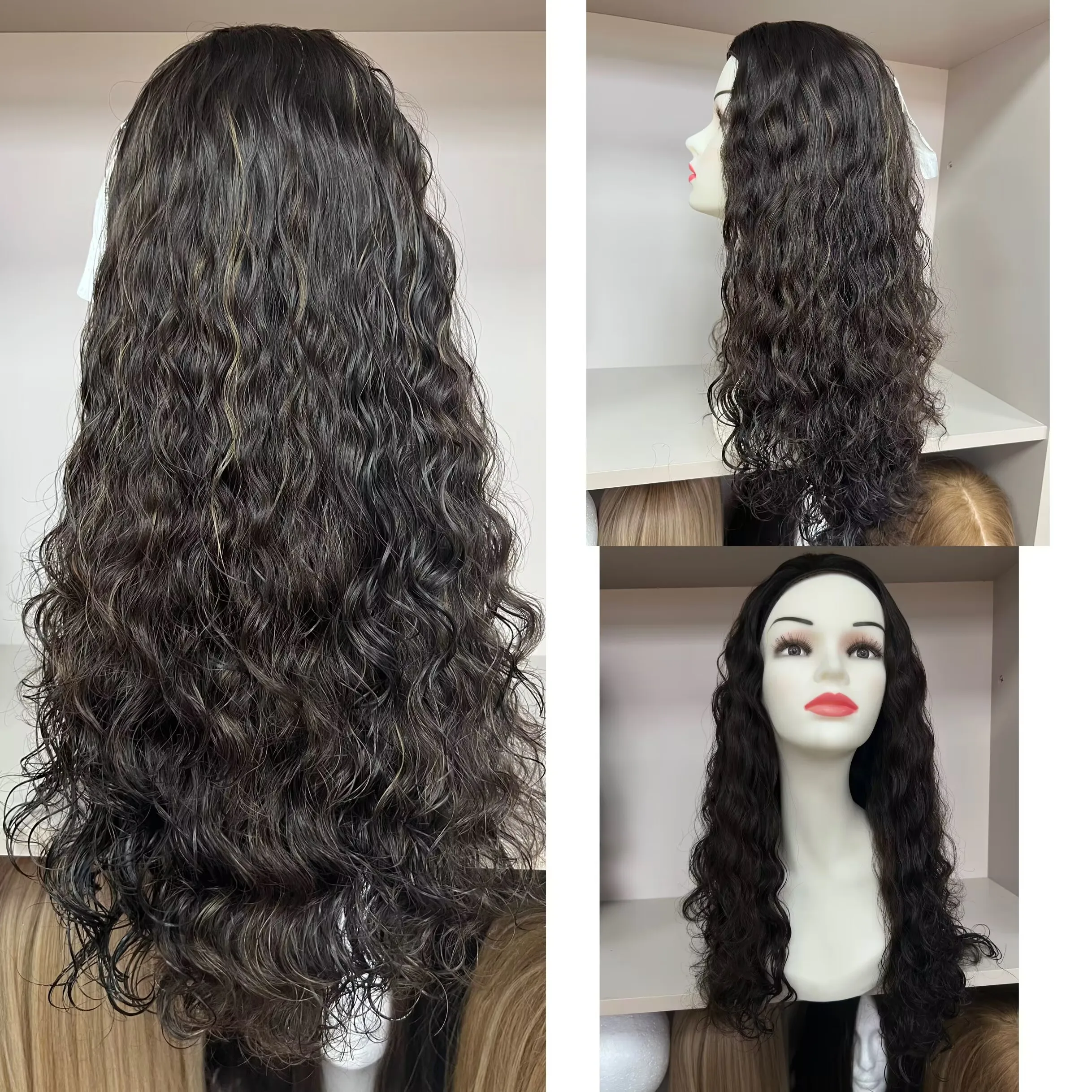 

European Virgin Hair Bandfall Layer Natural Color HL Tsingtaowigs Curly Kosher Wig For Women Free Shipping