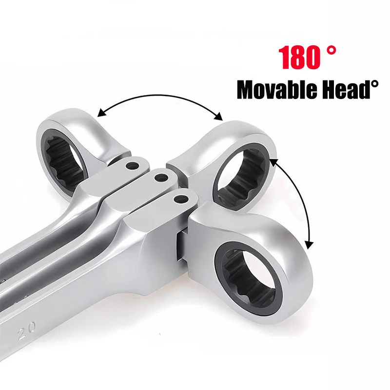 1Pc Adjustable Open End Gear Ratchet Wrench Bidirectional Dual Use Quick Spanner CR-V Steel 6/8/10-32mm Metric Hand Repair Tool