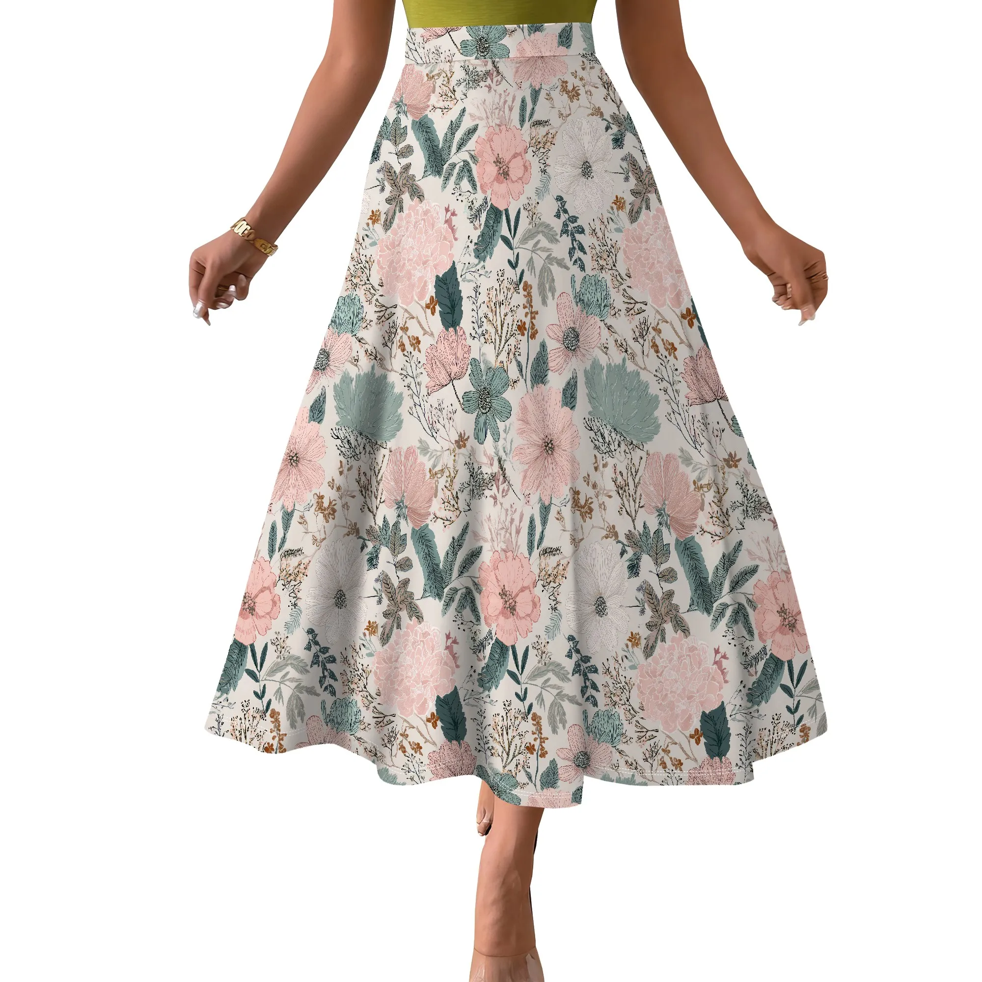 

Women Ankle Length Blending Maxi Chiffon Long Skirt Beach Skirt