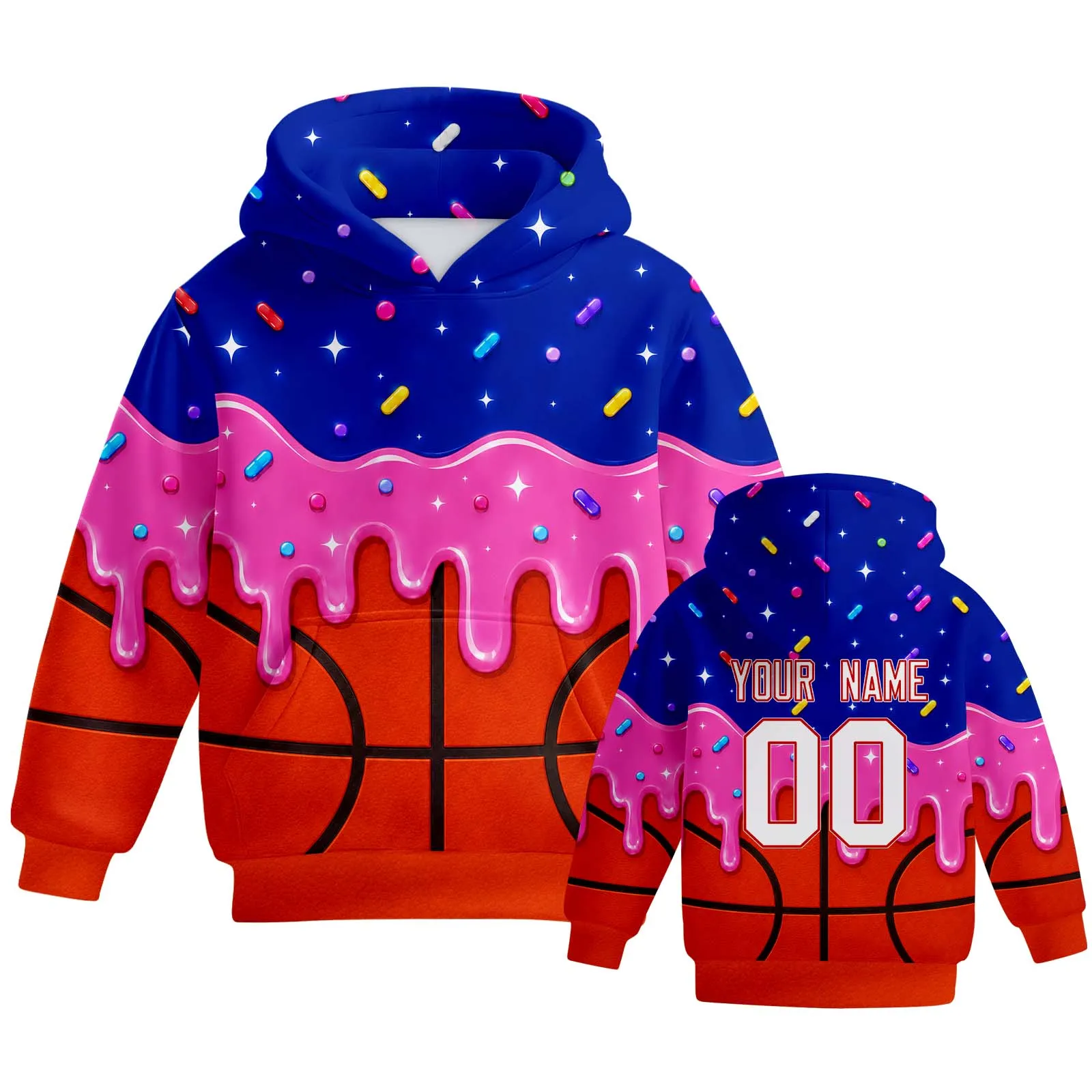 Custom Kids Hoodie Personalized Name Number Youth Basketball Sweatshirt Pullover Custom Sportswear for Boys Girls