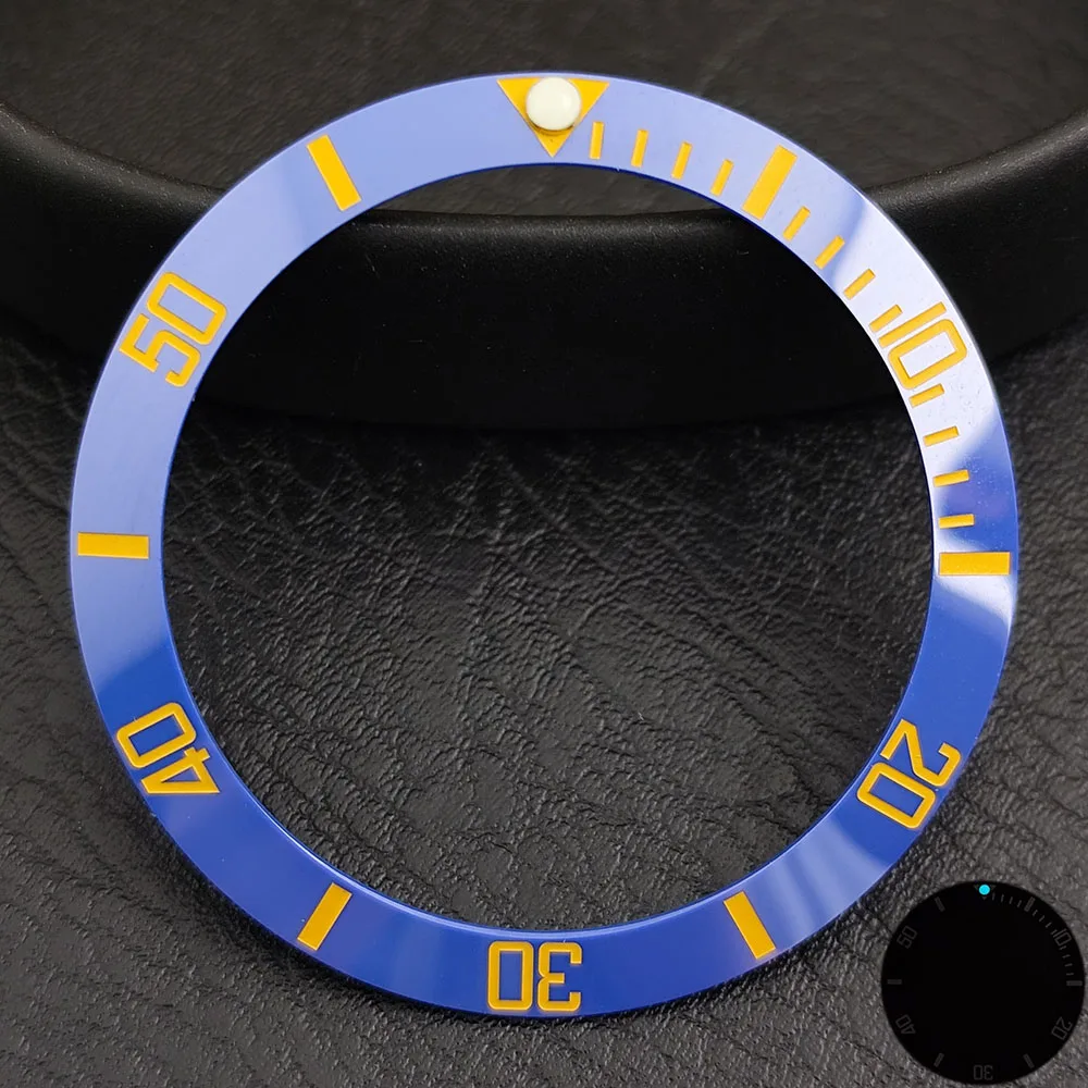 38.5mm * 31 ceramic bezel insert blue-green luminescent compatible with NH3536skx007/009 watch case accessories tilted bezel