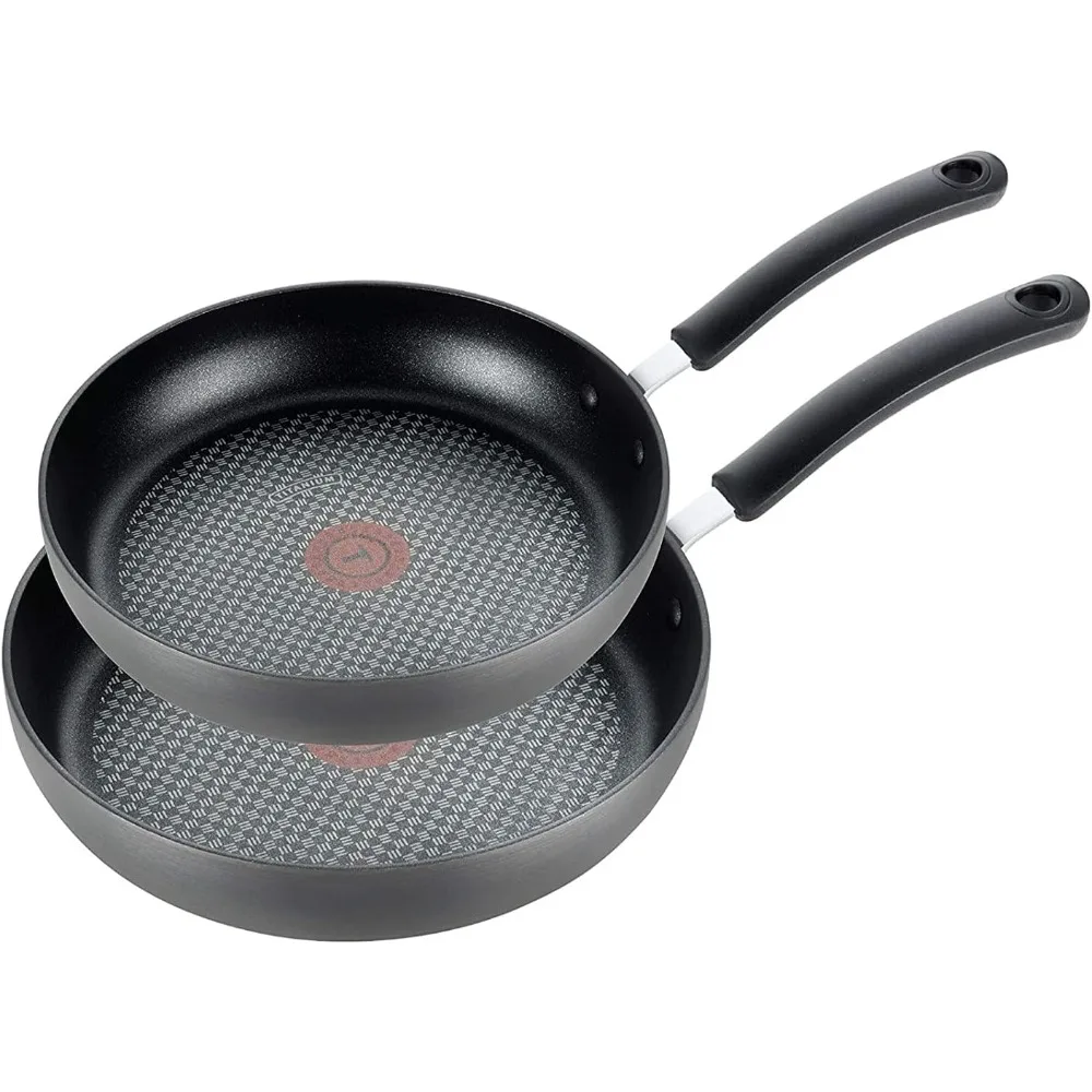 

Набор сковородок T-fal Ultimate с твердым анодированным антипригарным покрытием, 8 и 10 дюймов, безопасный для духовки и бройлеров до 400 ° F, Кухонная посуда