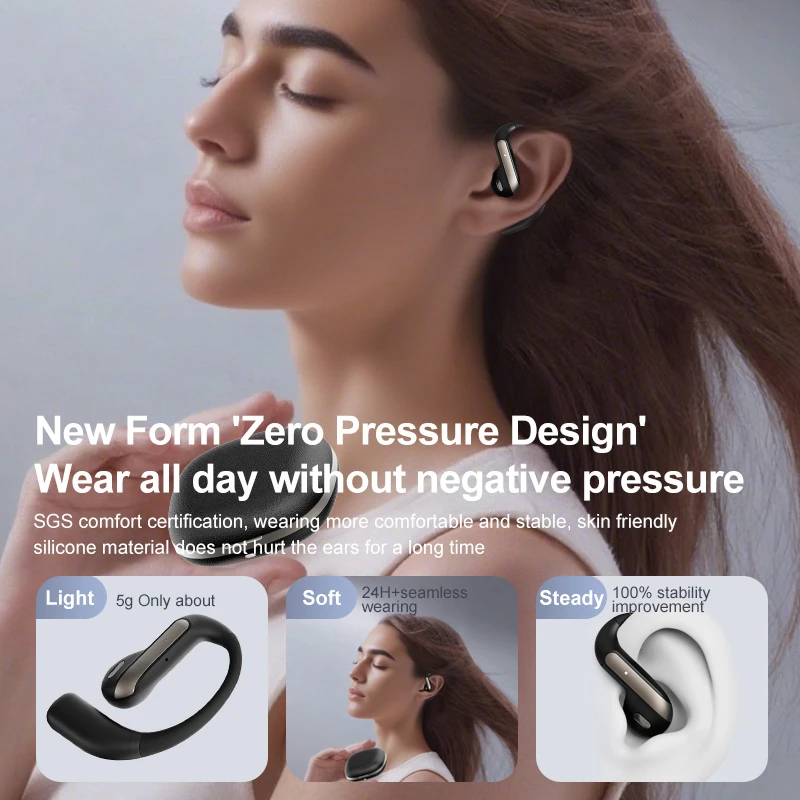 Wireless Bluetooth Headphone Smart AI Translation Semi-in-ear Air Conduction Headset With Mic Long Battery Life Sports Headset