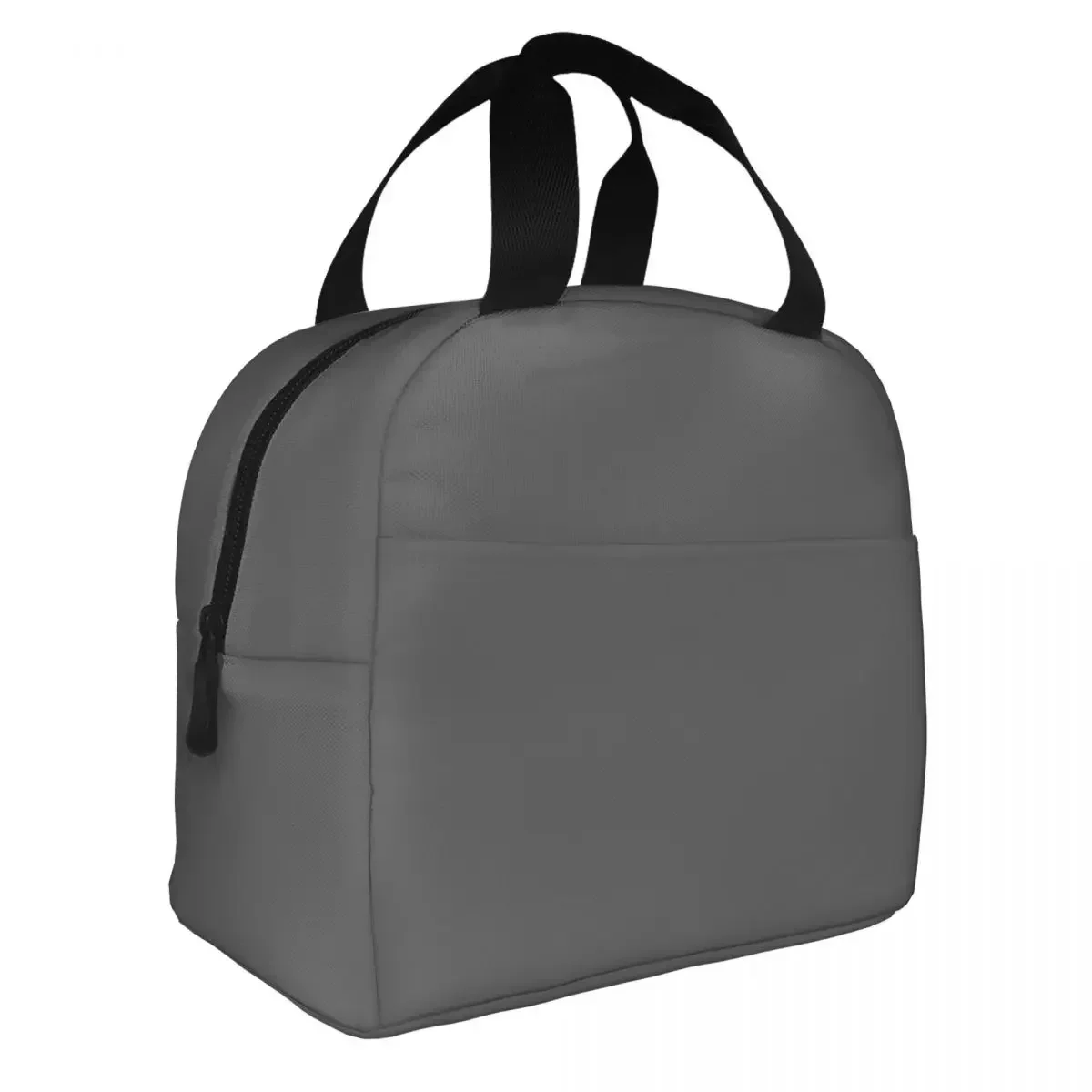 Lunch Bag for Men Women Dark Grey Solid Color Thermal Cooler Portable Picnic Canvas Tote Food Storage Bags