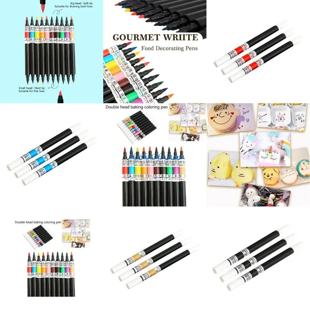 

E65E 3x/Set Decoration Pen Fondant Decorating Tools Colouring Pen for Cake