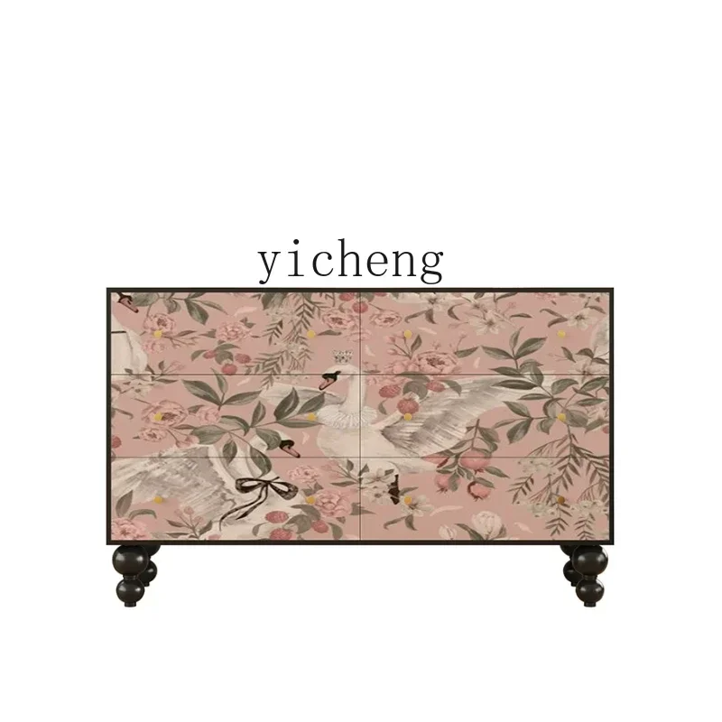 a7 swan print living room six chest bedroom wardrobe bedside storage cabinet dresser storage side cabinet