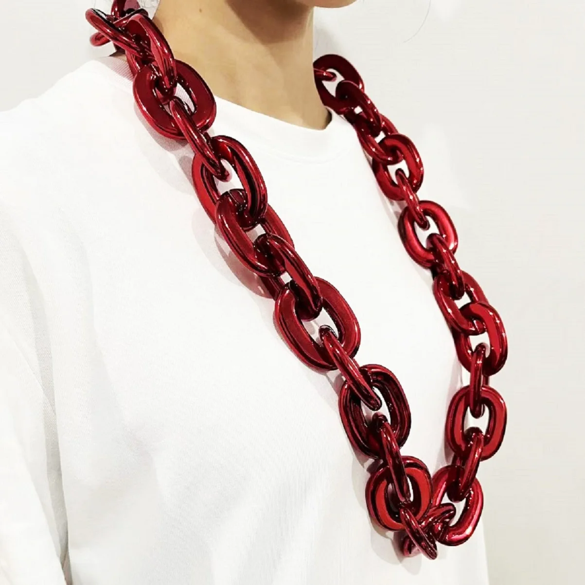 الهيب هوب قلادة الذهبي سلسلة من البلاستيك العملاق عطلة حفلة الهالوين كرنفال هدية fanchain