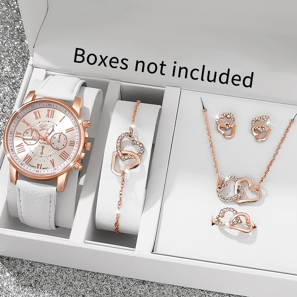 6Pcs Women's Fashion Watch, Stylish And Versatile, Classic Round Dial, Ideal Gift For All Kinds Of Festivals