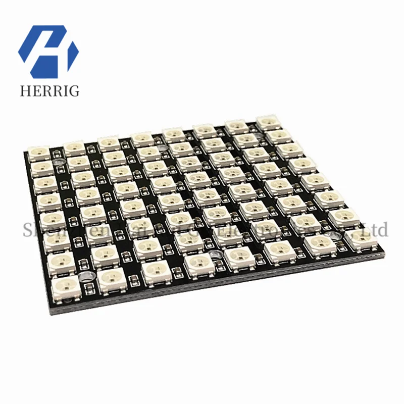 The 64-bit WS2812 5050 RGB LED has a built-in full-color driver development board