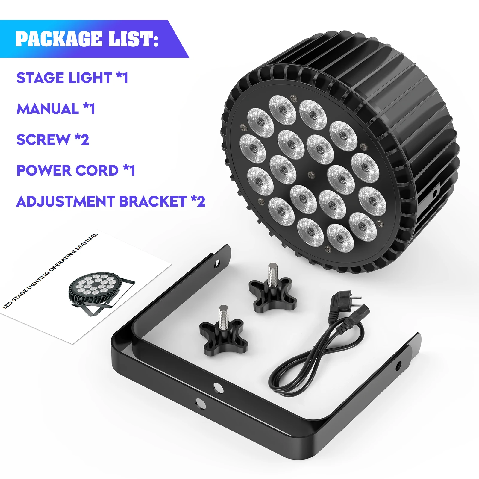 U'King 4PCS 18x12W RGBWA+UV Lights 6in1 LED Lighting DMX512 Disco Light Professional Stage DJ Equipment Aluminum LED Par Light