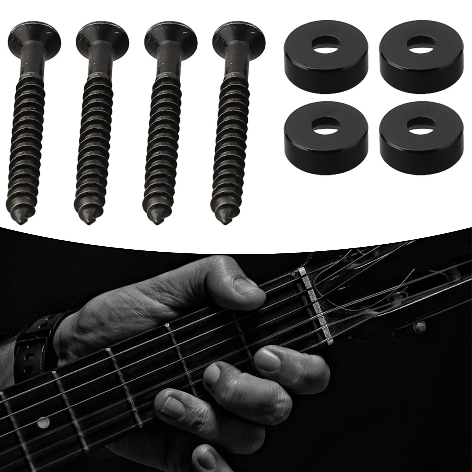 Electric Guitar Neck Mounting Plate BushingsFerrules 4pcs Set 14mm Diameter Rustproof Wear Resistant Includes Screws