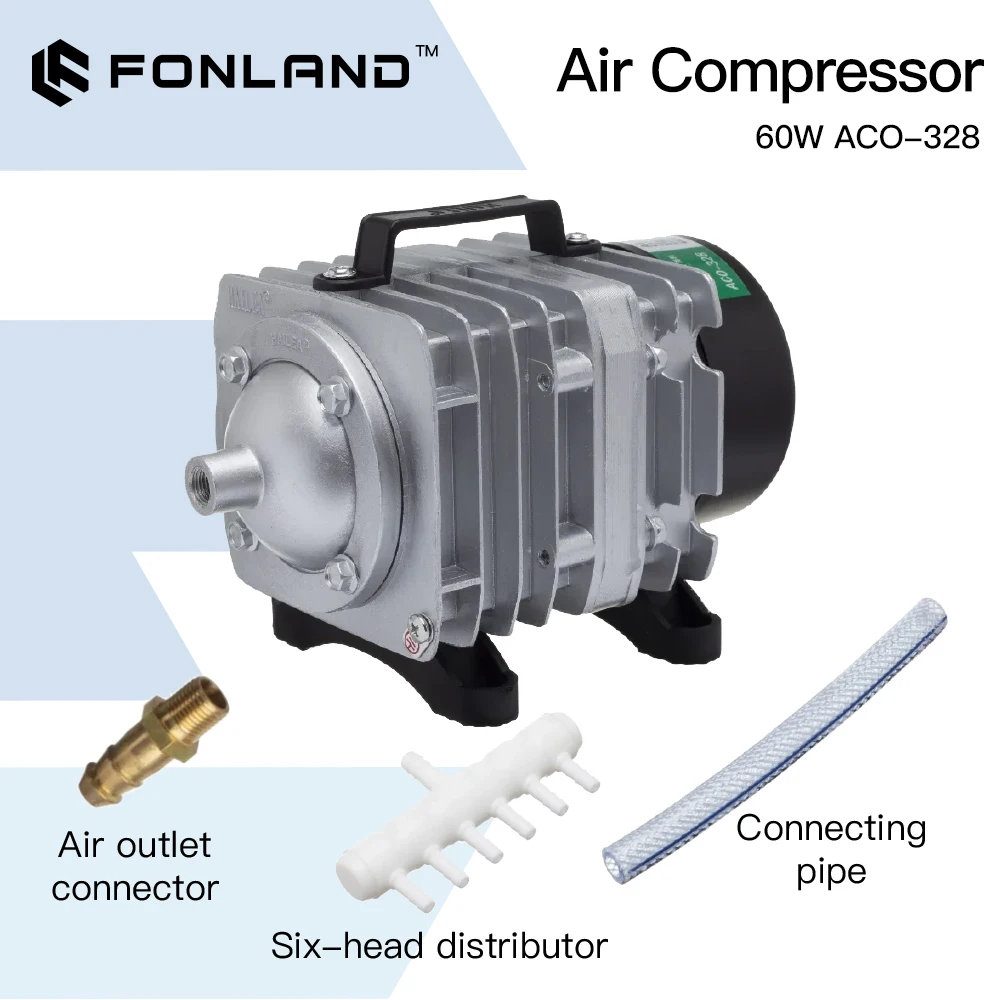 

FONLAND ACO-328 60W Air Compressor Electrical Magnetic Air Pump for CO2 Laser Engraving Cutting Machine