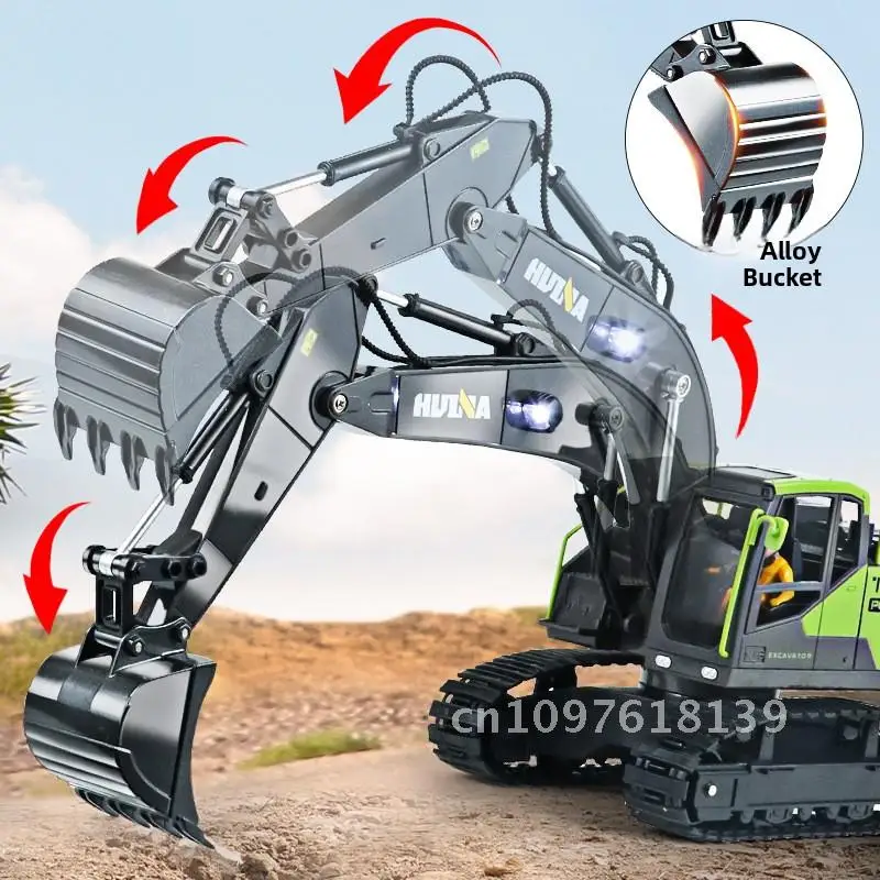 New product 13 channel simulation remote control alloy dai excavator 1:18 with smoking excavator hook machine children's toy