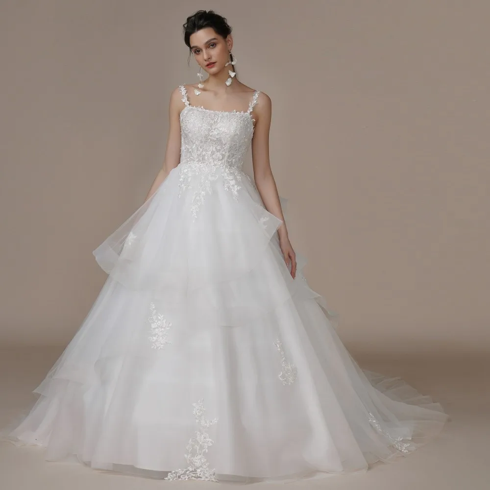 BEPEITHY Customized Classic A Line Wedding Dresses For Woman Spaghetti Straps Ruffle Skirt Sexy Backless Bride Bridal Gown 2023