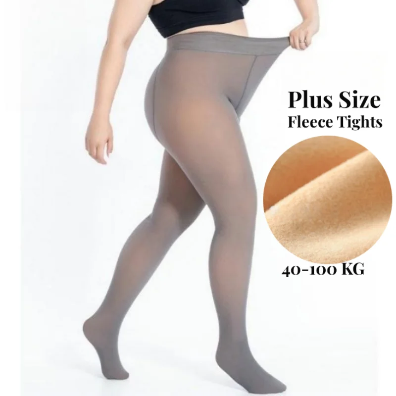 

2023 New Plus Size Woman Pantyhose Translucent Pants Winter Fleece Stocking Lined Tights Thermal Pants Legging Fake Pantyhose