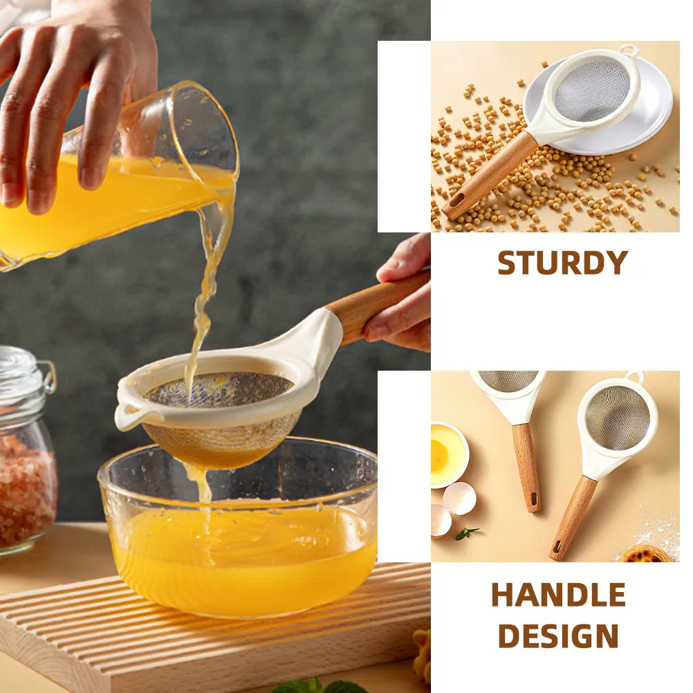 

Flour Sifter with Wooden Handle Fine Mesh Stainless Steel Baking Sieve for Kitchen Tea Coffee Powder Sugar Filtering Tool