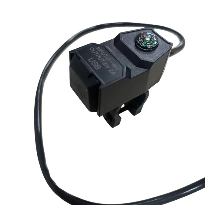 Waterproof Motorcycle USB Socket Charger Universal 22mm Handlebar Phone Charger 5V 2A Power Adapter With Compass For UTV ATV