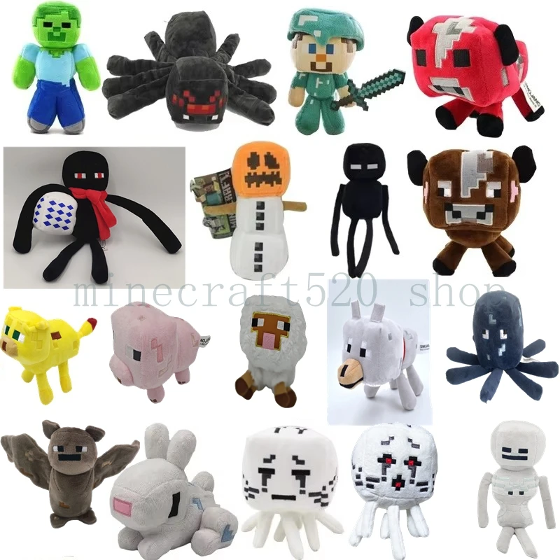 MC Game Plush Toy Stuffed Doll Minecrafte Multiple Styles Final Shadow Dragon Laborer Fear Steve Bat Doll Wholesale in Stock