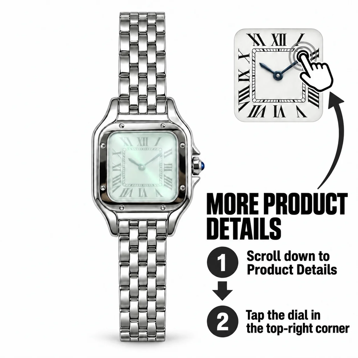 Men and Women Quartz Watch Square 22mm/27mm 904L Stainless Steel Case Unique  Watches Customized
