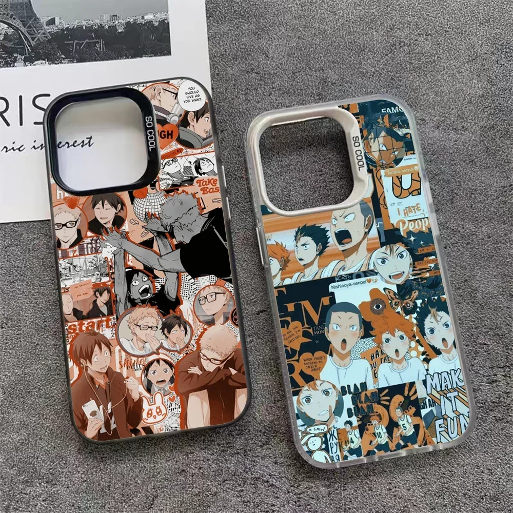 Haikyuu Kuroo Tetsurou-funda de teléfono para IPhone 16, 15, 14, 13, 12, 11 Pro Max Plus, Color a prueba de golpes, cubierta trasera plateada