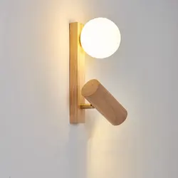 Log creme estilo lâmpada de parede com proteção para os olhos rotativa, decoração nórdica, iluminação LED criativa, lâmpada de cabeceira do quarto