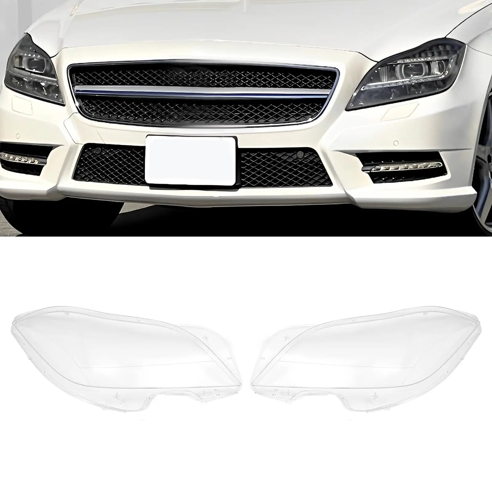 

for 2010 2011 2012 2013 2014Mercedes Benz W218 CLS350 CLS500 CLS550 Headlight Lens Cover, Driver Passenger Side Headlamp Lens Co