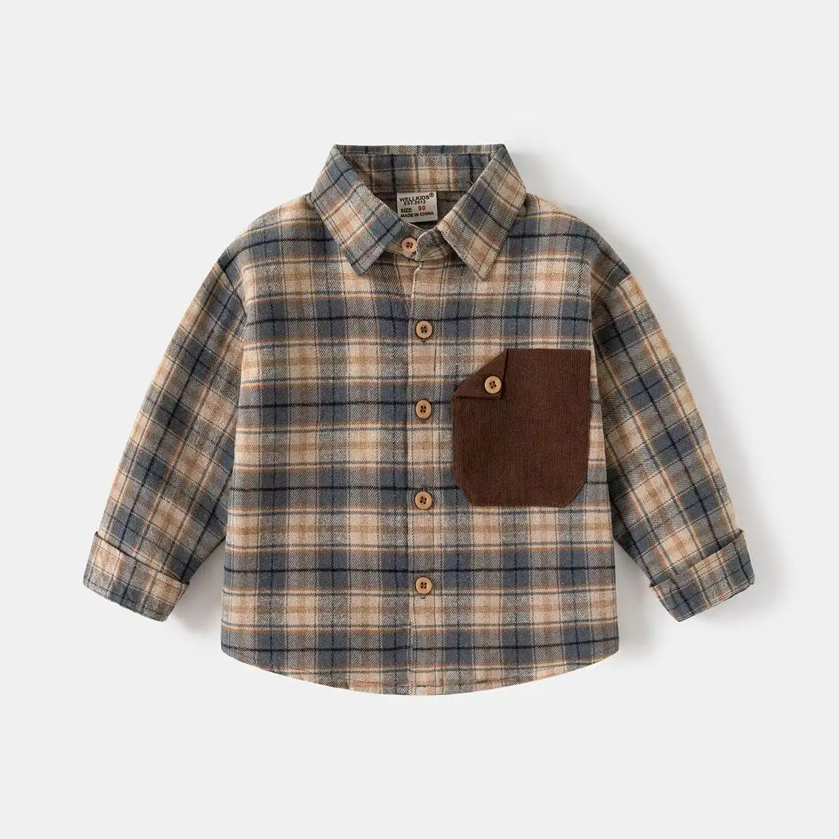 Plaid Long Sleeve Shirt for Boys Girls Spring Fall Daily Wear Cotton Casual Kids Blouse Top Little Boys Outdoor Outfit