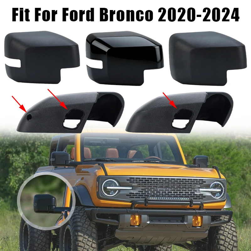 

Rearview Mirror Cover Cap For Ford Bronco 2020 2021 2022 2023 2024 Textured Black Camera Hole Side Mirror Cover Car Accessories