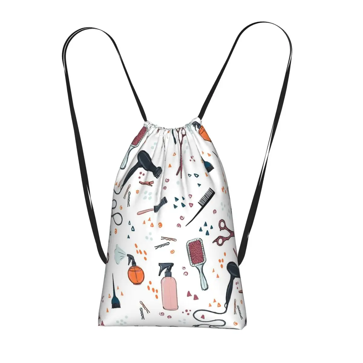 Hairstylist Scissors Comb Brush Pattern Backpacks Casual Drawstring Bags Sports Bag Book Bags for Man Woman School
