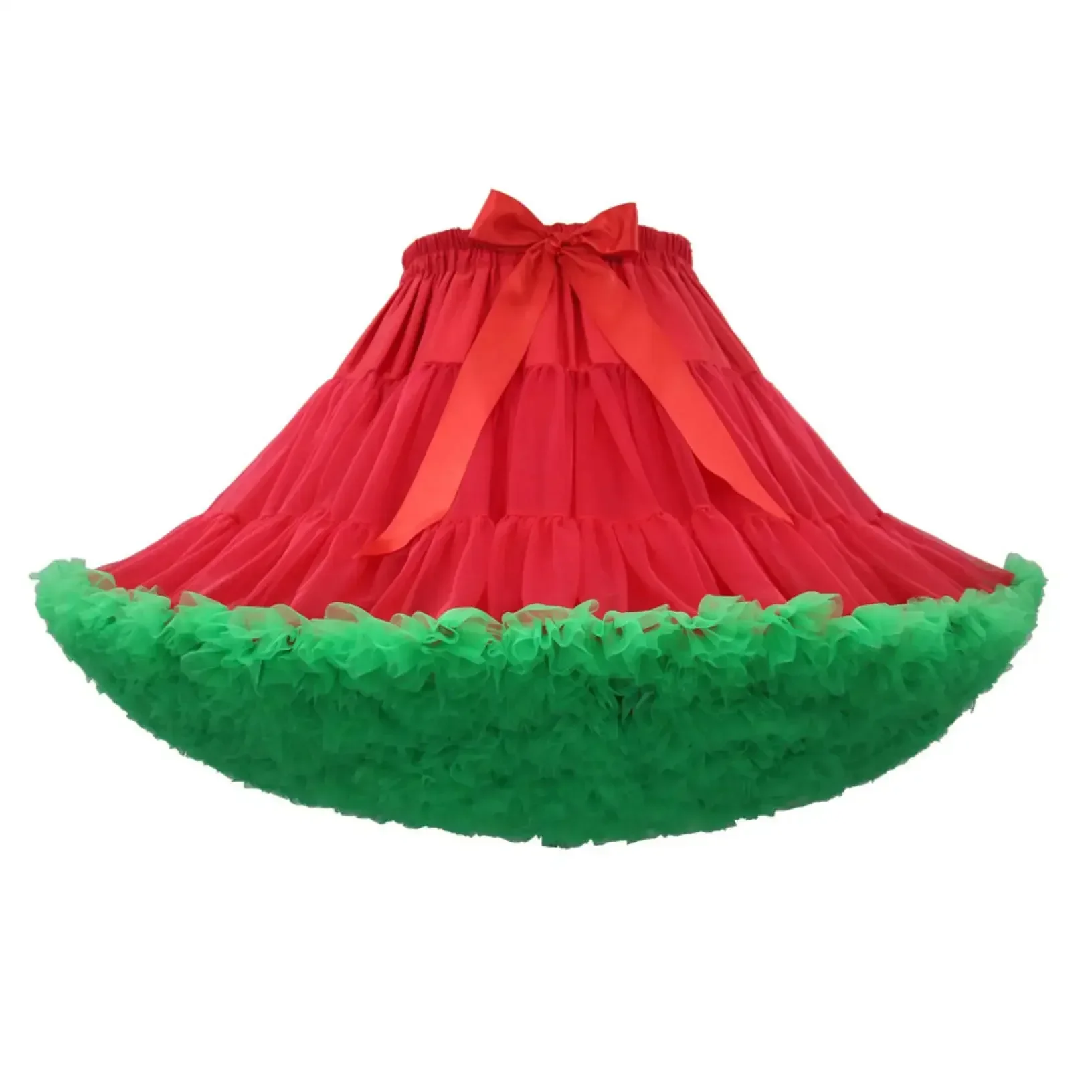 Diskon Besar Rok Mini Lipit Tutu Dansa Wanita 3 Lapis, Panjang 16 inci