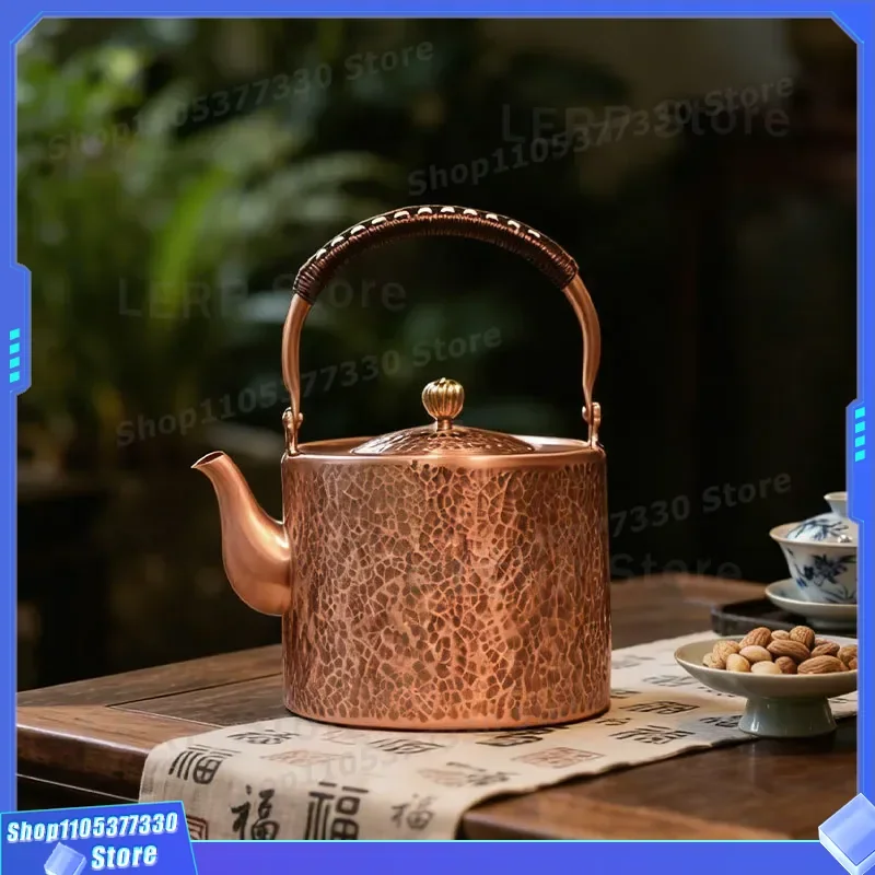 Handmade Pure Copper Kettle Large Capacity Tea Pot Retro Stove Teapot Household Tea Set Traditional Brewing Ware for Home Use
