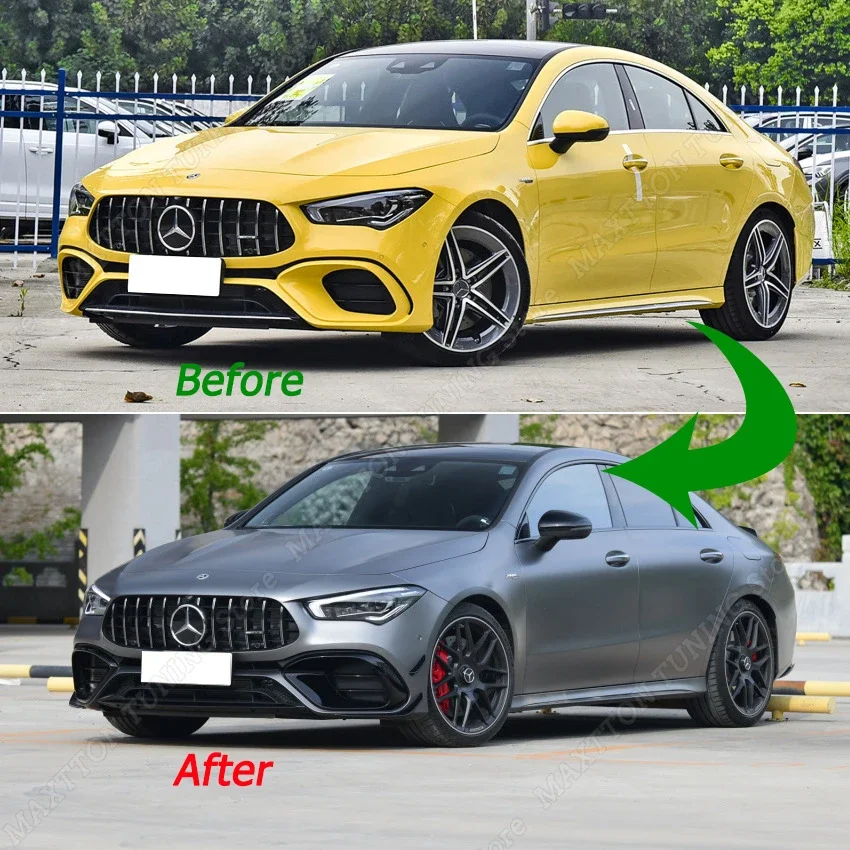 For Mercedes Benz CLA C118 CLA45 AMG 2019-2023+ Car Front Bumper Surround Front Lip Wind Blade Modification Car Accessories ABS