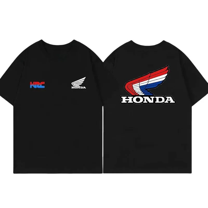 

Мотоциклетная футболка Honda, мужская хлопковая свободная повседневная футболка с короткими рукавами и принтом Never Give Up