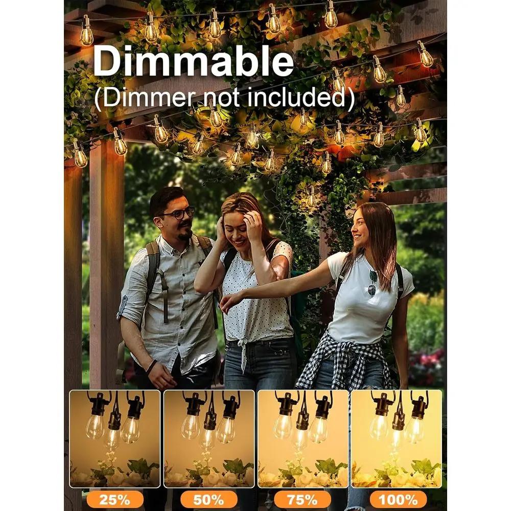 سلسلة أضواء خارجية 300 قدم، أضواء فناء للخارج مع لمبات مقاومة للكسر، ضوء معلق تجاري مقاوم للماء IP65 لـ Bac