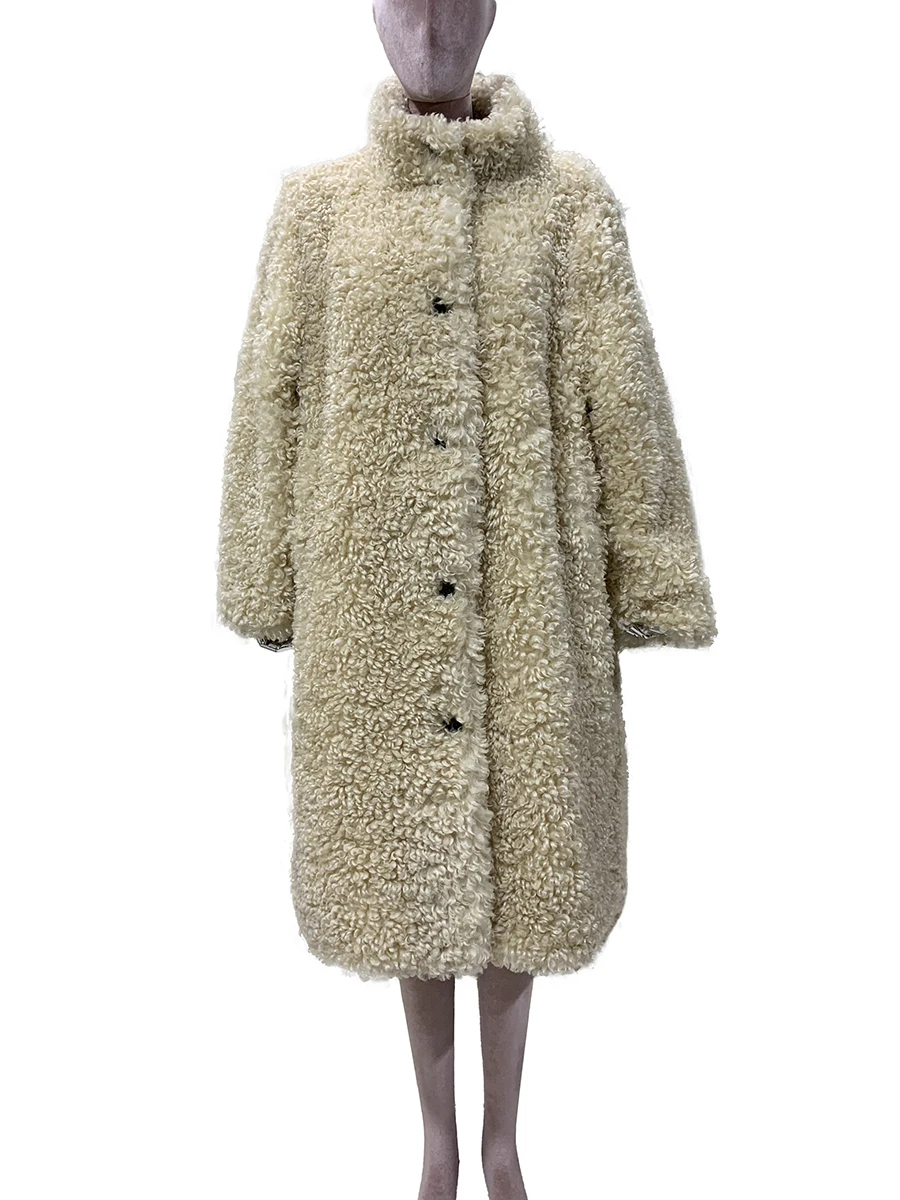 Autumn Winter Long Loose Soft Thick Warm Oversized Fluffy Faux Fur Coat Women Stand Collar Windproof Hairy Chic Fuzzy Overcoat
