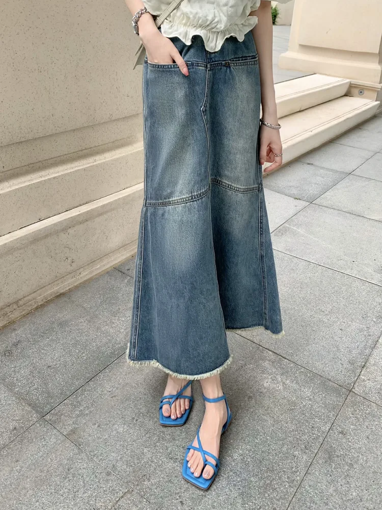 Dave&Di Female Fashion Commuter Leisure Royal Blue Summer Sandals New Square Women Leather Toe Strap Flat Sandals