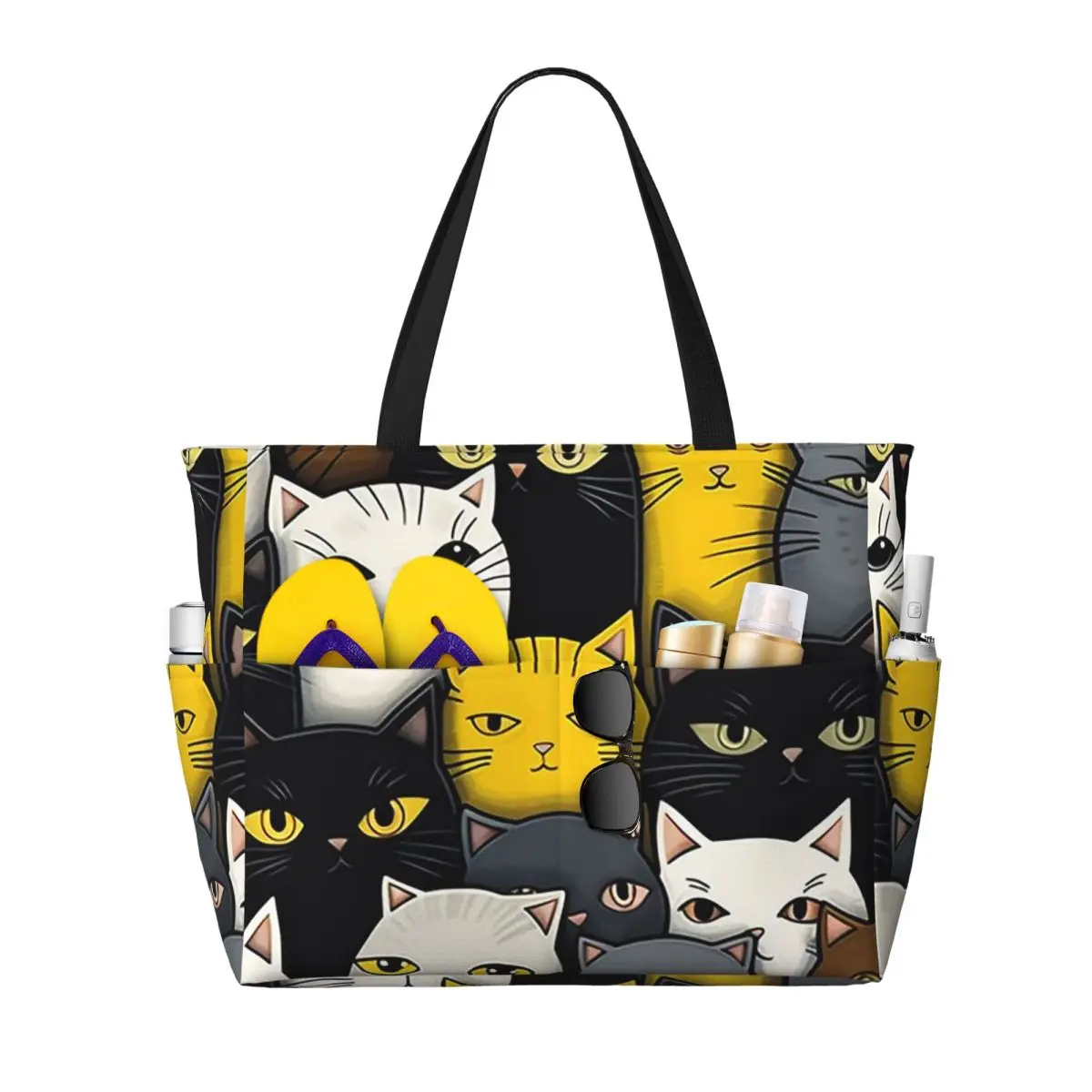 

Cat Beach Tote Bag Sport Gym Yoga Duffle Large Tote Bag Women Travel Bag Fitness bag