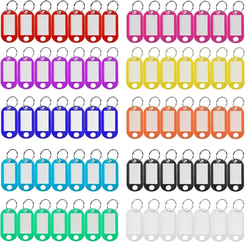 100pcs/lot Colorful Plastic Keychain Key Tags label Numbered Name Baggage Tag ID Label Name Tags With Split Ring