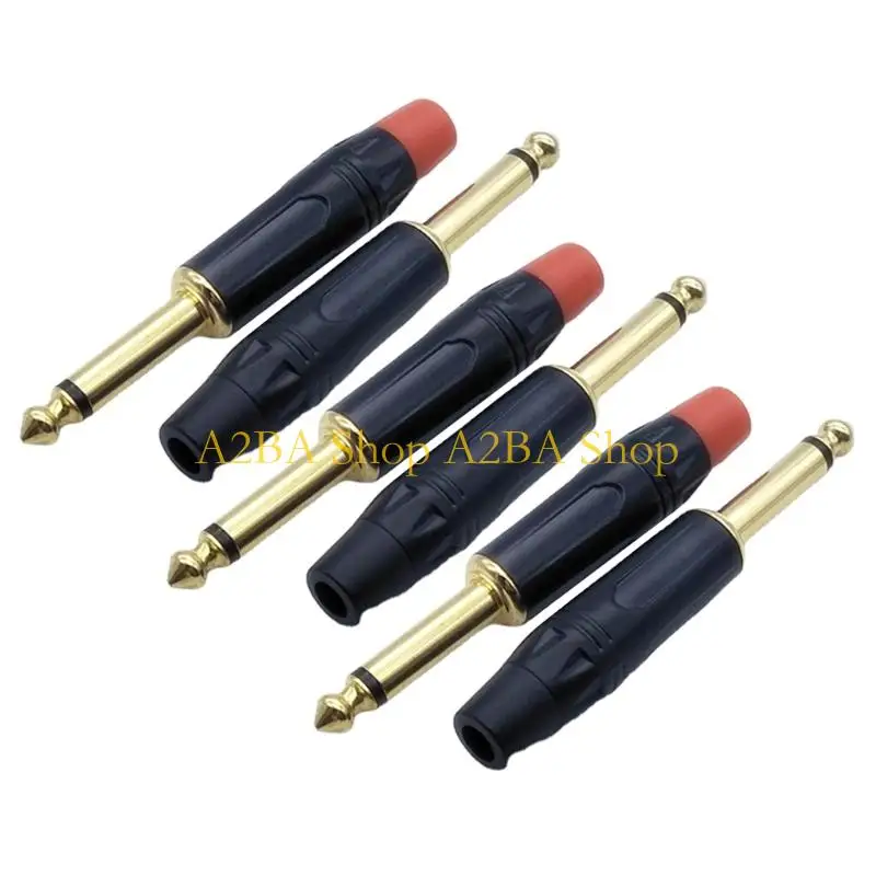 A2BA 2/4/6Pcs 6.35mm Mono Sound Adapter For Microphones And Professional Sound Equipment