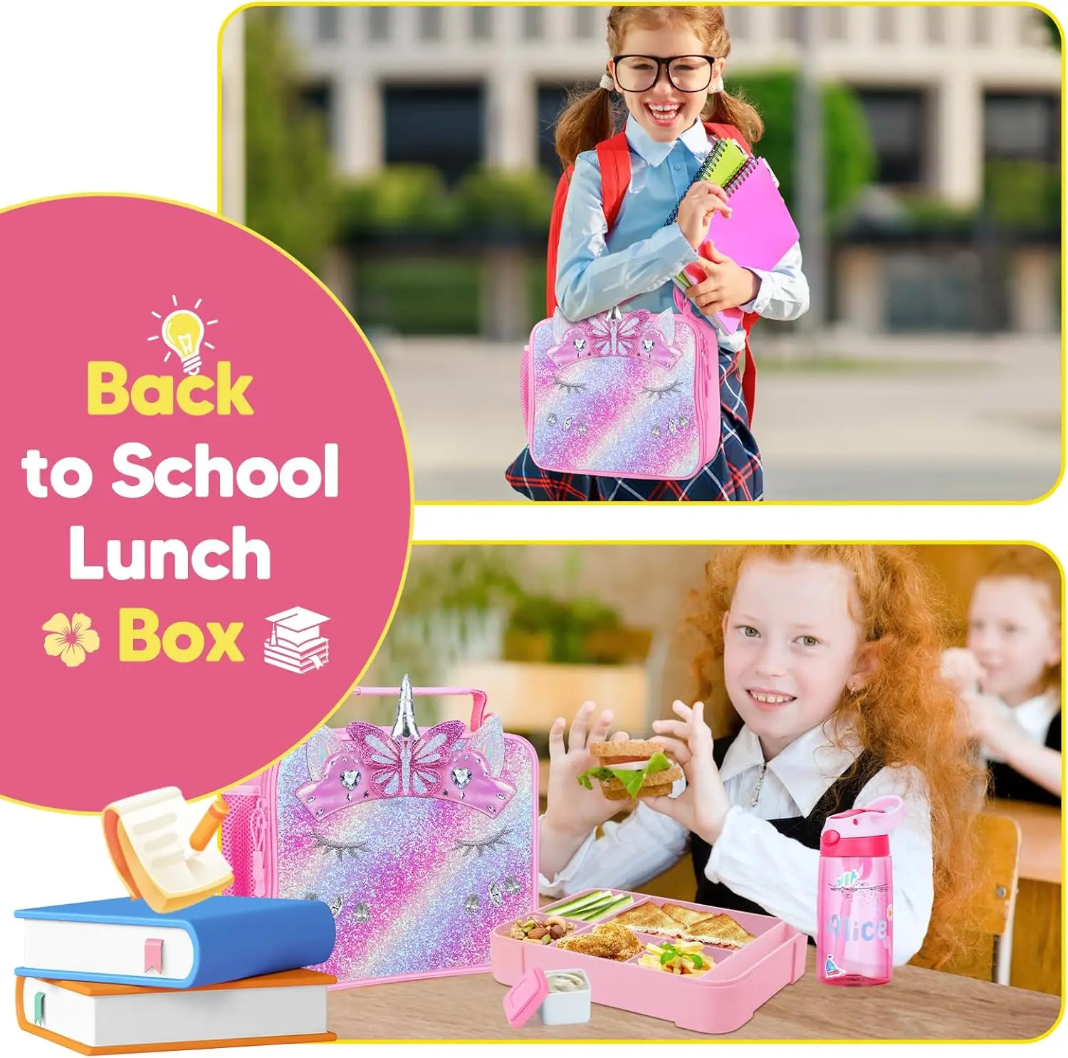 Children‘s Lunch Box Unicorn Bento Lunch Box With Thermal Lunch Bag Kids Leakproof Food Container For Travel Back To School view 6