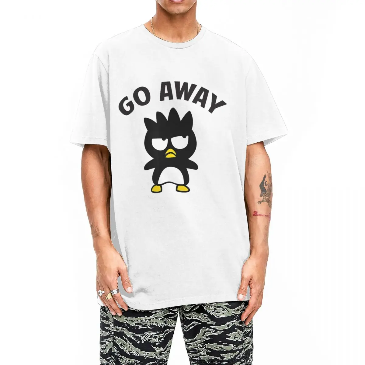 Badtz Maru Go Away Men Women T Shirts Cute Penguin Cartoon Awesome Tee Shirt Round Neck T-Shirts 100% Cotton Original Clothes