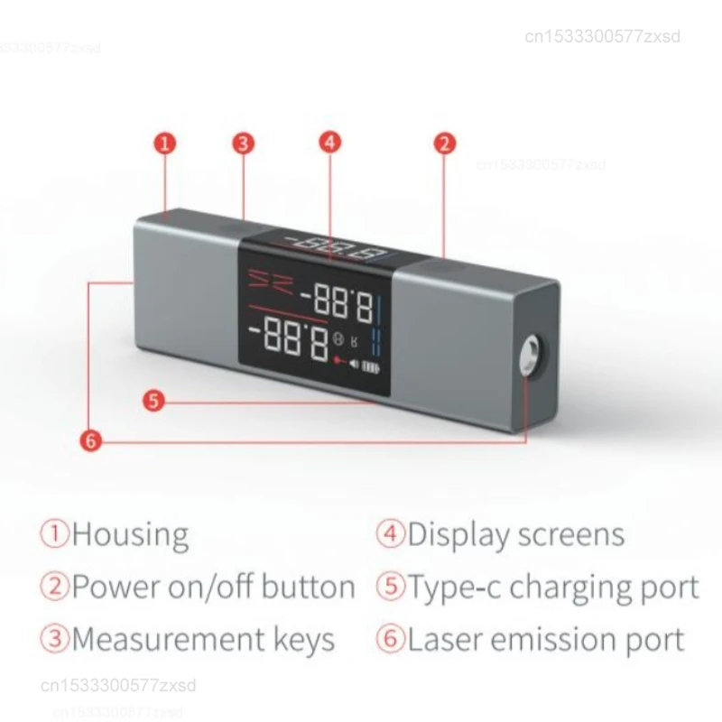 Kątomierz laserowy Xiaomi Duka Cyfrowy inklinometr Pomiar kąta 2 w 1 Linijka poziomu lasera Miernik Dalmierz Narzędzie budowlane