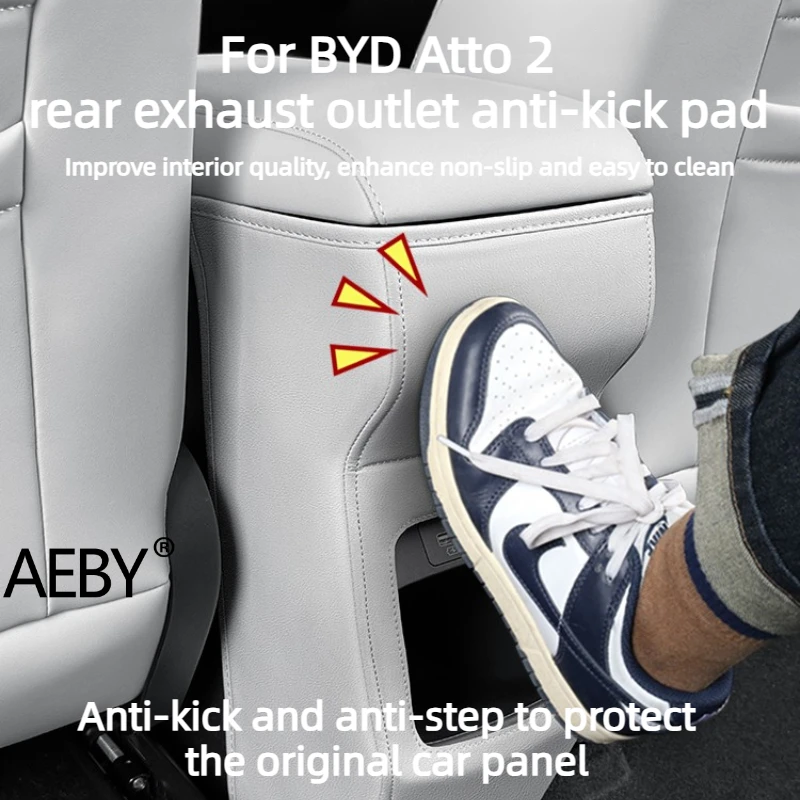 

AEBY For BYD Atto 2 2024-2025 Rear Seat Kick Pad, Waterproof Anti-Dirty Leather Mat,Easy Installation Car Interior Accessories
