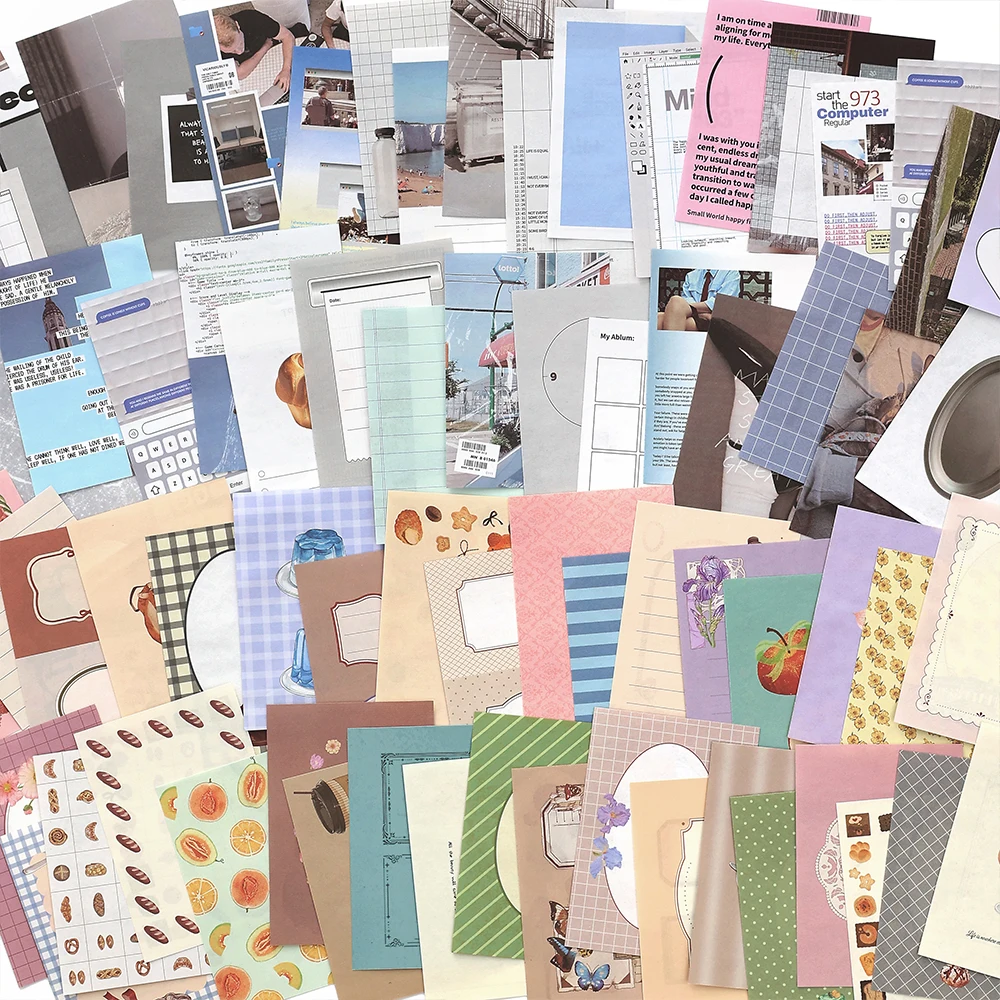 50Sheets Retro Ins Memo Pad Material Book Decorative Paper Creative Collage Junk Journal DIY Scrapbooking Aesthetic Craft Paper