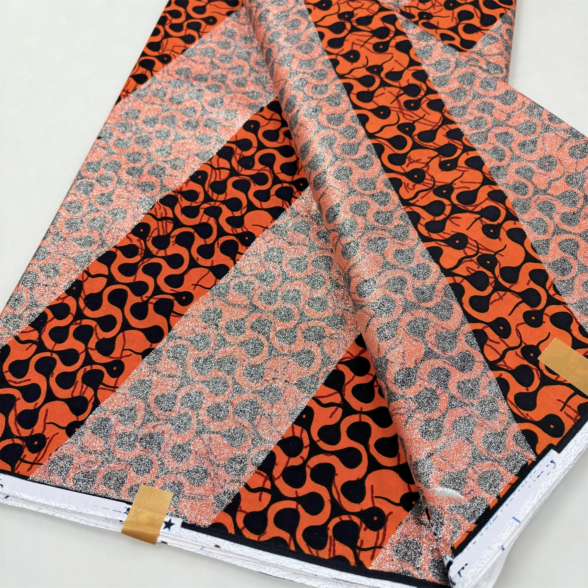 

2026 New African Grand Golden Wax Fabric 6yards Glitter Glam Ankara Batik Material Golden Tissu Loincloth For Sewing ZF6-609-1