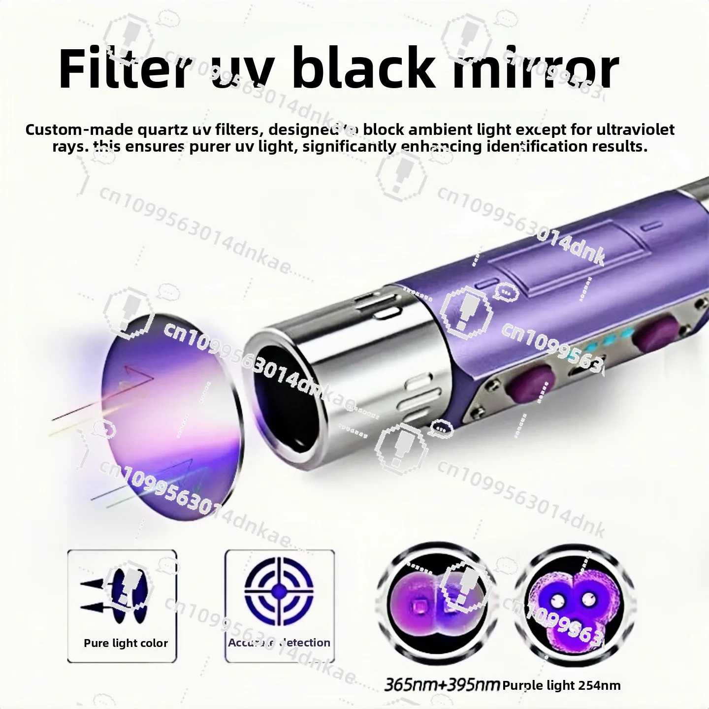 Three Light Source Black Mirror Purple Light Identification Lamp Type-c Charging Photo Rough Stone Jadeite Professional Grade
