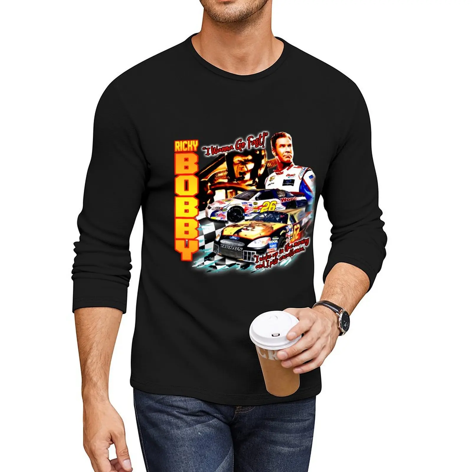 Ricky Bobby Racing Shirt Long T-Shirt Tee shirt Anime t-shirt heavy weight t shirts for men