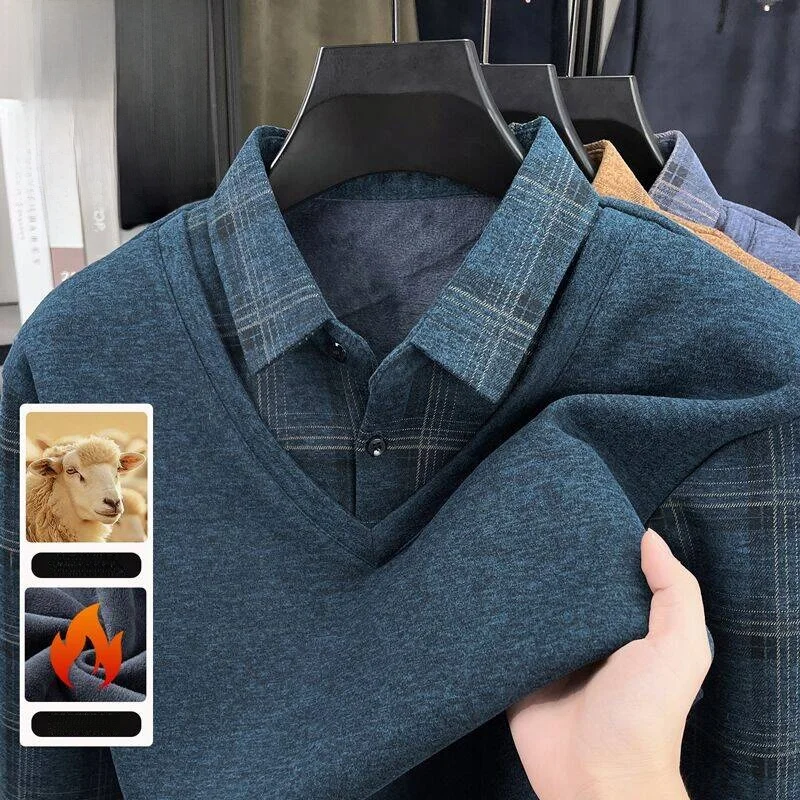 

Thiened Fce, теплая вязаная мужская база irt, новый зимний свитер для папы, шерстяной свитер, состоящий из двух предметов, повседневный Sle