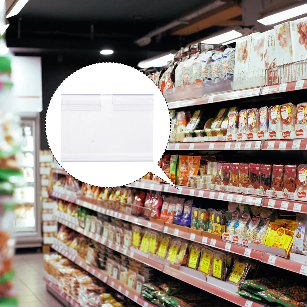 

50Pcs Plastic Label Holders Clear Shelf Label Holder for Shop Supermarket Price Cards Paper Inserts Shelf Labels