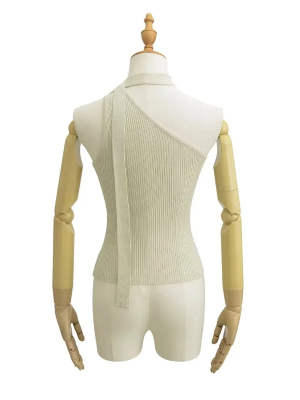 

Sexy Knitted oulder Bared Vest for Women Summer Outfit Asymmetric ort Top Tight Fit Base Layer with Sa Trendy Element